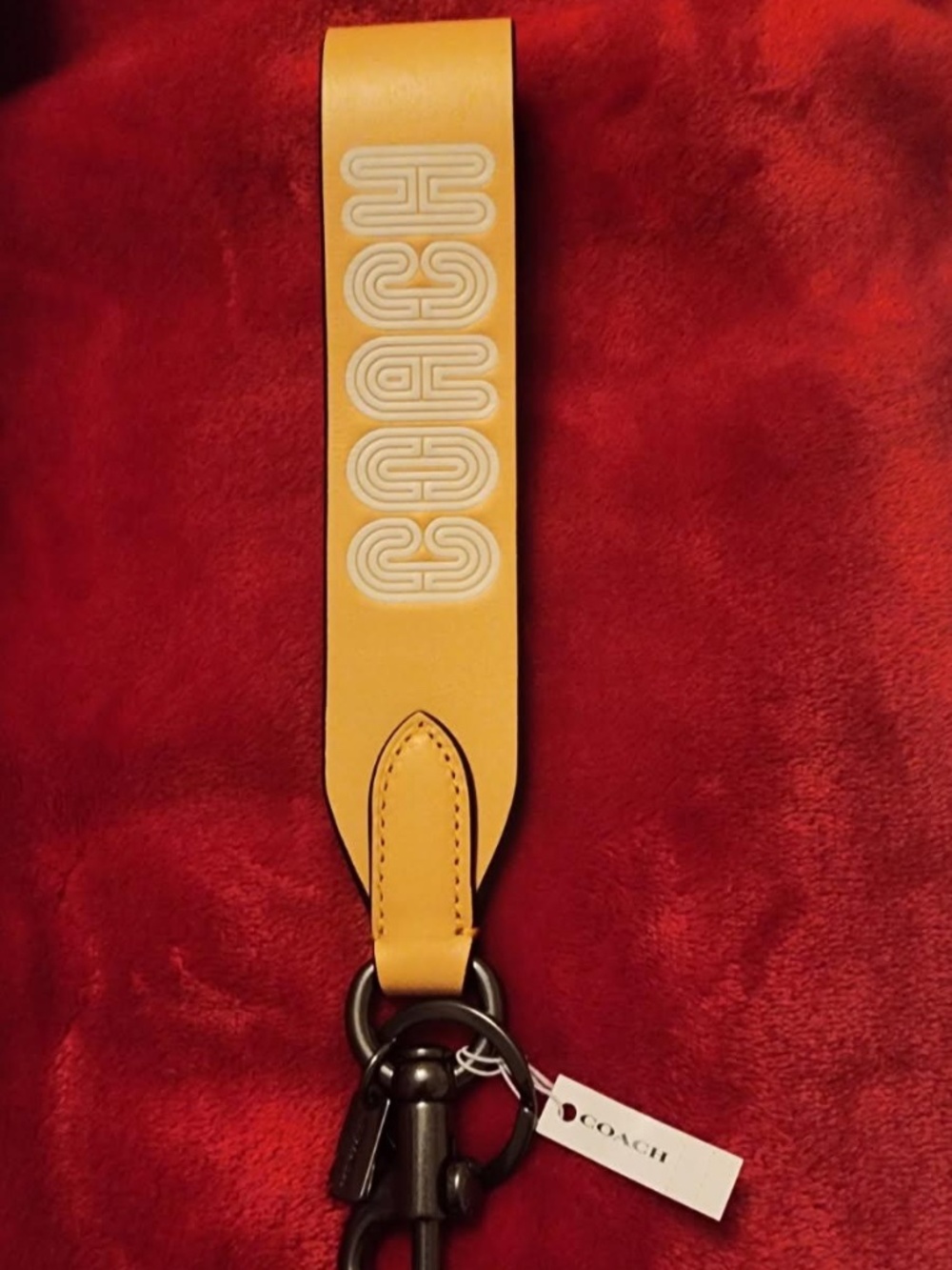 Authentic Coach Loop Key Fob (Style No. C7003) in the retro yellow colorway.